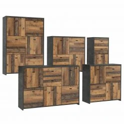 Kommode - Betonoptik-Old Wood Vintage - 77 cm breit - drei Türen zwei Schubkästen -Esszimmer Verkaufsgeschäft 1023003701 07 1600Wx1600H