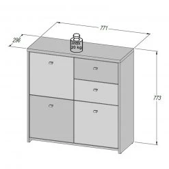 Kommode - Betonoptik-Old Wood Vintage - 77 cm breit - drei Türen zwei Schubkästen -Esszimmer Verkaufsgeschäft 1023003701 08 1600Wx1600H