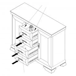 Sideboard - Schneeeiche - 121 cm breit -Esszimmer Verkaufsgeschäft 1023004200 03 1600Wx1600H