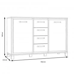 Sideboard - Artisan Eiche-Schwarzeiche - 4 Schubkästen 10 Sideboard - Artisan Eiche-Schwarzeiche - 4 Schubkästen -Esszimmer Verkaufsgeschäft 1023007400 05 1600Wx1600H