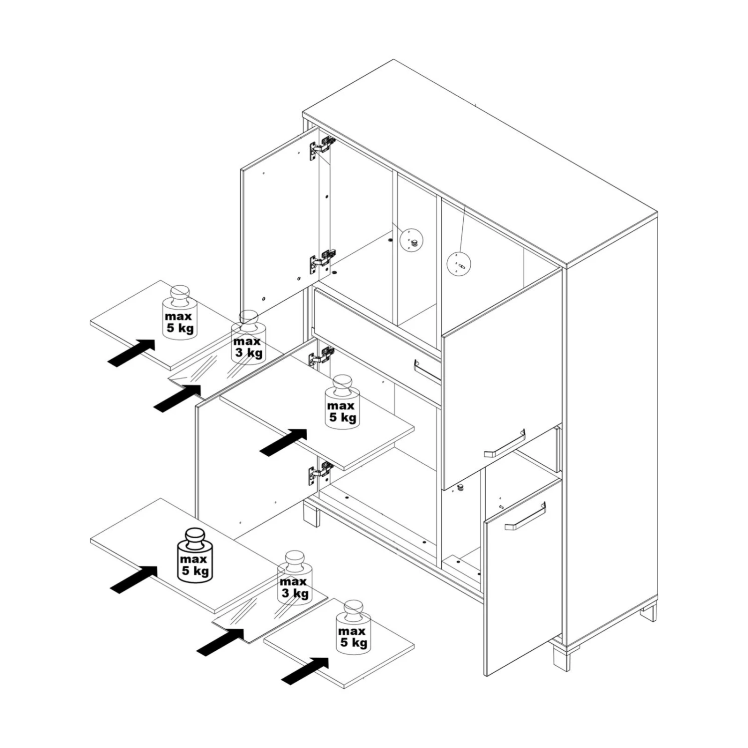 Highboardvitrine - Artisan Eiche - 120 cm 2 Highboardvitrine - Artisan Eiche - 120 cm – Bild 2