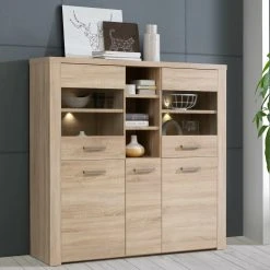 Highboardvitrine - Sonoma Eiche - 146 cm -Esszimmer Verkaufsgeschäft 1023009800 02 1600Wx1600H