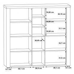 Highboardvitrine - Sonoma Eiche - 146 cm -Esszimmer Verkaufsgeschäft 1023009800 06 1600Wx1600H
