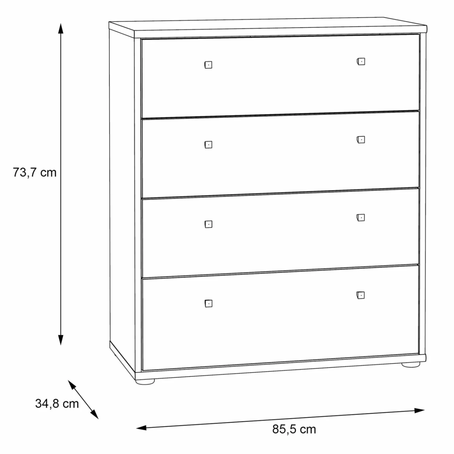 Kommode - Sonoma Eiche - 74 cm breit - vier Schubkästen 6 Kommode - Sonoma Eiche - 74 cm breit - vier Schubkästen – Bild 6