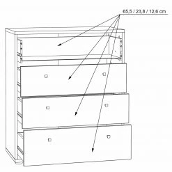 Kommode - Sonoma Eiche - 74 cm breit - vier Schubkästen 14 Kommode - Sonoma Eiche - 74 cm breit - vier Schubkästen -Esszimmer Verkaufsgeschäft 1023010402 07 1600Wx1600H