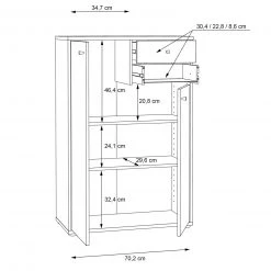 Kommode - Artisan Eiche - 74 cm breit - je zwei Türen und Schubkästen -Esszimmer Verkaufsgeschäft 1023011300 04 1600Wx1600H
