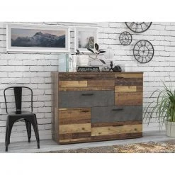 Sideboard - Old Wood Vintage - Beton-Optik - 125 cm -Esszimmer Verkaufsgeschäft 1023012804 06 1600Wx1600H