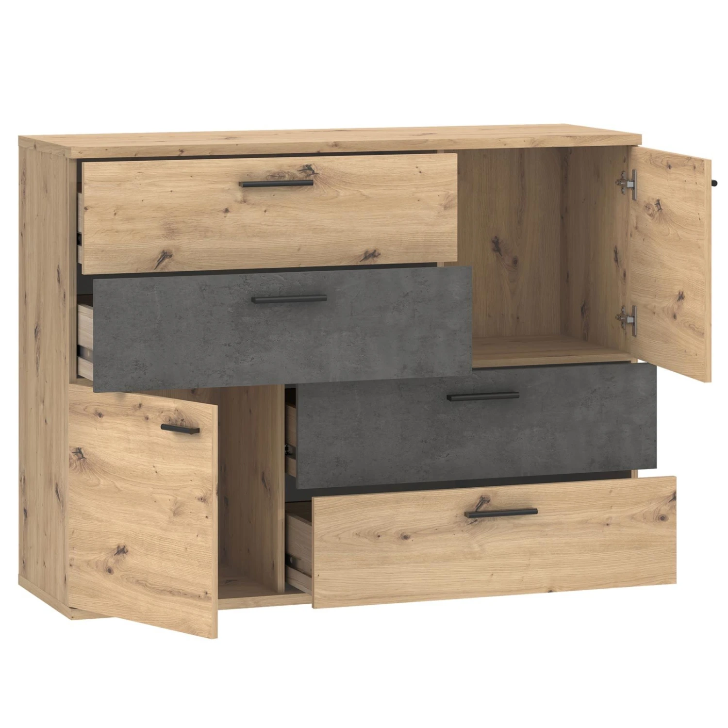 Sideboard - Artisan Eiche - Beton-Optik - 125 cm 3 Sideboard - Artisan Eiche - Beton-Optik - 125 cm – Bild 3