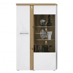 Highboardvitrine - weiß-Artisan Eiche - 164 cm hoch