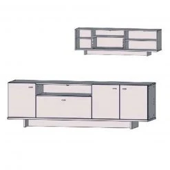 TV-Lowboard - weiß Hochglanz - Beton-Optik -Esszimmer Verkaufsgeschäft 1023015300 03 1600Wx1600H