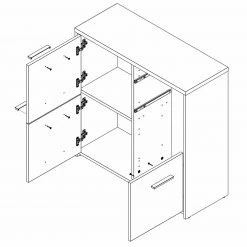 Kommode - Sonoma Eiche-weiß - 77 cm breit -Esszimmer Verkaufsgeschäft 1023015803 03 1600Wx1600H