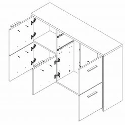 Kommode - Sonoma Eiche-weiß - 114 cm breit -Esszimmer Verkaufsgeschäft 1023016803 03 1600Wx1600H