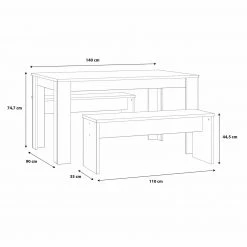 3-teilige Tischgruppe - weiß -Esszimmer Verkaufsgeschäft 1023017401 05 1600Wx1600H