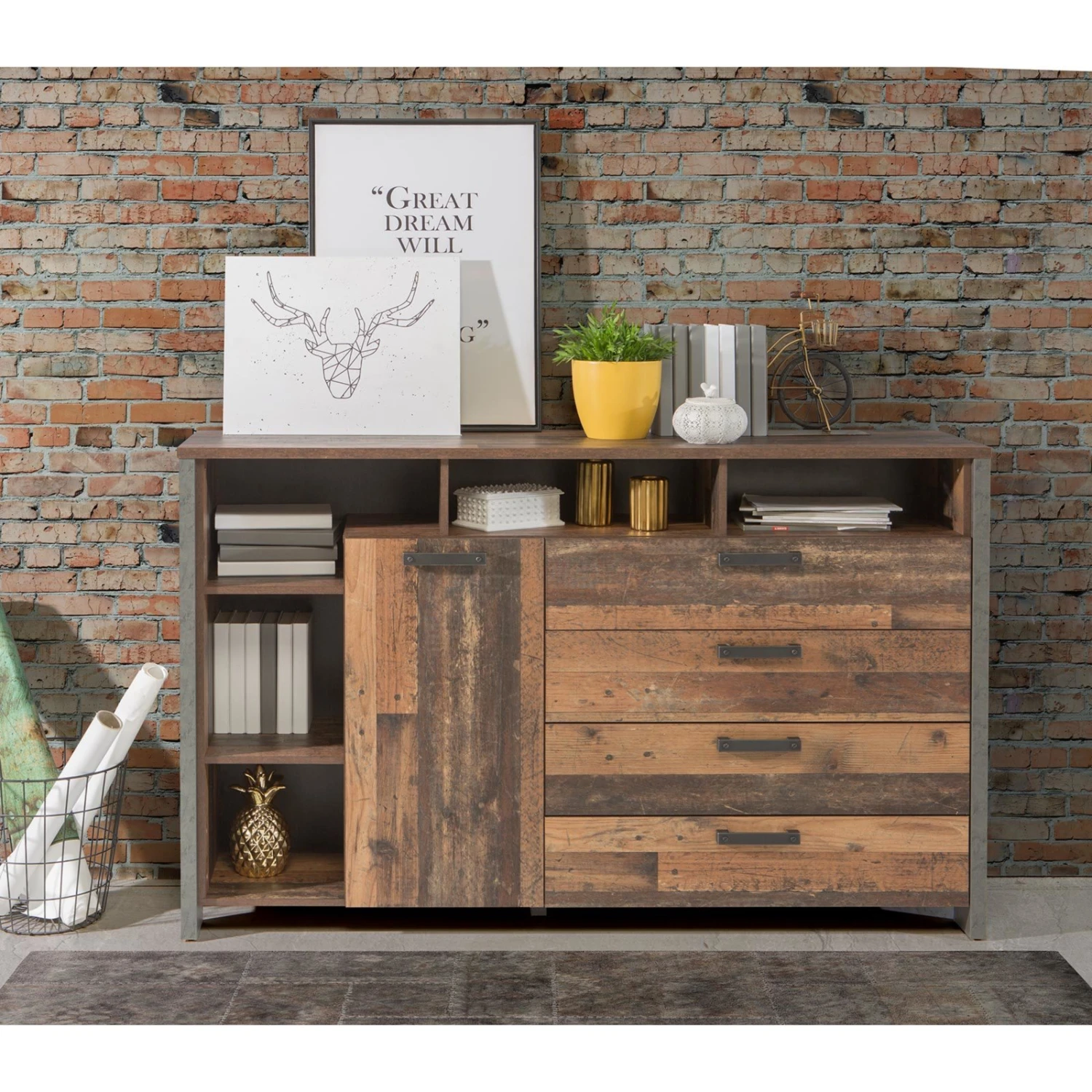 Sideboard - Old Wood Vintage - Betonoptik 2 Sideboard - Old Wood Vintage - Betonoptik – Bild 2