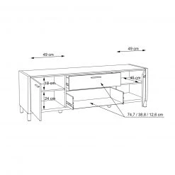 Lowboard - weiß - Cantania Eiche - 186 cm -Esszimmer Verkaufsgeschäft 1023021800 03 1600Wx1600H