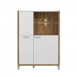 Highboard - weiß - Cantania Eiche - 101 cm breit