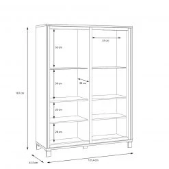 Highboardvitrine - Artisan Eiche-Schwarzeiche - 121 cm -Esszimmer Verkaufsgeschäft 1023023600 03 1600Wx1600H
