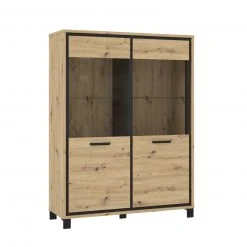 Highboardvitrine - Artisan Eiche-Schwarzeiche - 121 cm