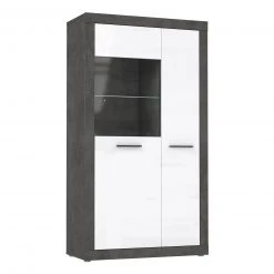 Highboardvitrine - Betonoptik - weiß - 168 cm hoch -Esszimmer Verkaufsgeschäft 1023037300 04 1600Wx1600H