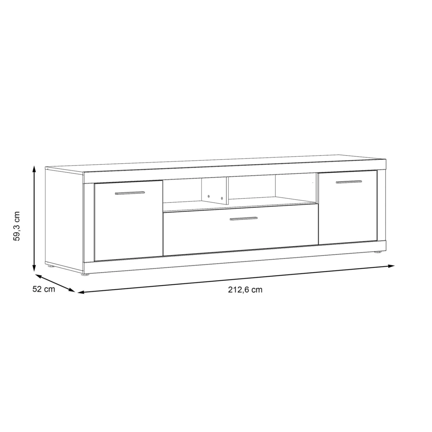 Lowboard - Betonoptik - weiß - 213 cm breit 6 Lowboard - Betonoptik - weiß - 213 cm breit – Bild 6