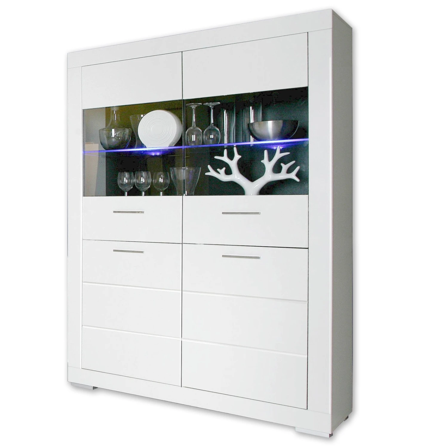 Vitrine - weiß - matt - mit Beleuchtung 1 Vitrine - weiß - matt - mit Beleuchtung