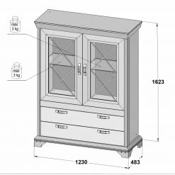 Vitrine breit - Pinie weiß - 2 Schubkästen 6 Vitrine breit - Pinie weiß - 2 Schubkästen -Esszimmer Verkaufsgeschäft 1023052201 03 1600Wx1600H