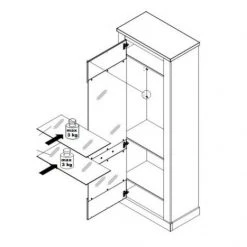 Vitrine - Pinie weiß - Touchwood - 211 cm hoch -Esszimmer Verkaufsgeschäft 1023069700 03 1600Wx1600H