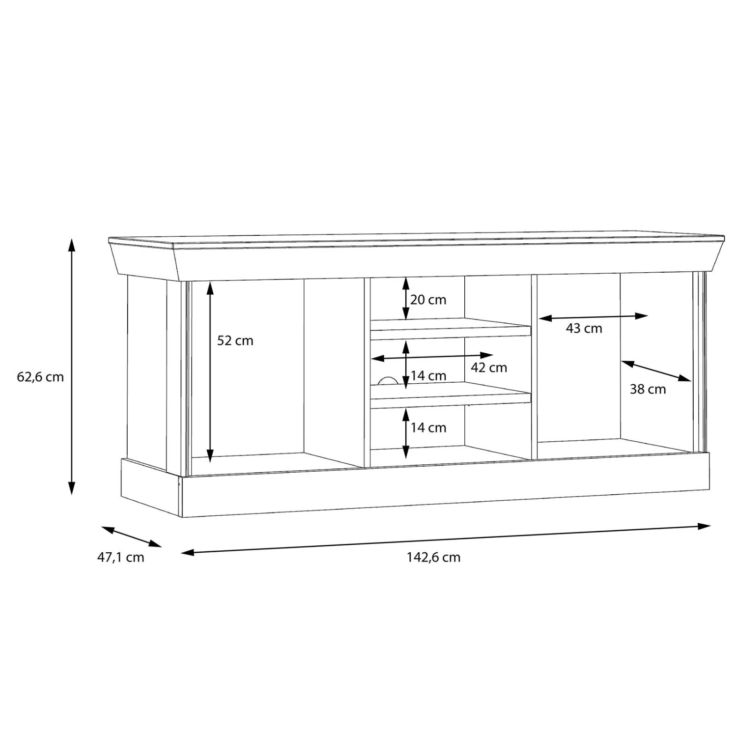 TV-Lowboard - Schneeeiche - 143 cm 4 TV-Lowboard - Schneeeiche - 143 cm – Bild 4