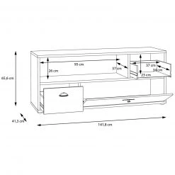 TV-Lowboard - Maringo Pinie - grau matt - 142 cm 8 TV-Lowboard - Maringo Pinie - grau matt - 142 cm -Esszimmer Verkaufsgeschäft 1023074000 03 1600Wx1600H