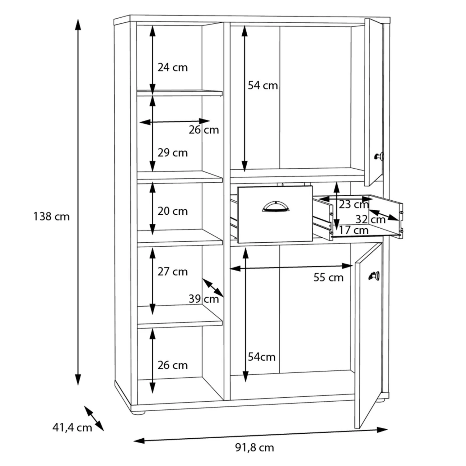 Highboard - Maringo Pinie - grau matt - 92 cm 3 Highboard - Maringo Pinie - grau matt - 92 cm – Bild 3