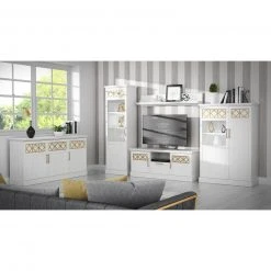 Vitrine - Pinie weiß - goldfarben - 66 cm -Esszimmer Verkaufsgeschäft 1023074500 03 1600Wx1600H