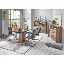 Highboardvitrine - Old Wood Vintage-Betonoptik - 151 cm breit -Esszimmer Verkaufsgeschäft 1023078500 08 1600Wx1600H