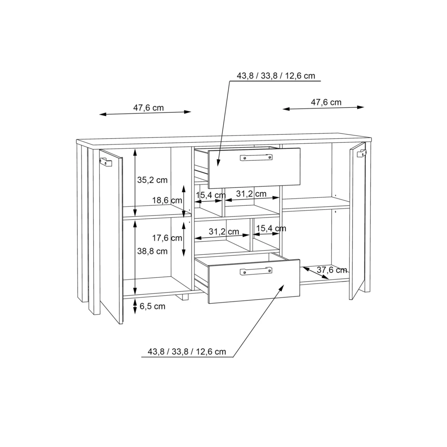 Sideboard - Old Wood Vintage-Betonoptik - 156 cm breit 2 Sideboard - Old Wood Vintage-Betonoptik - 156 cm breit – Bild 2