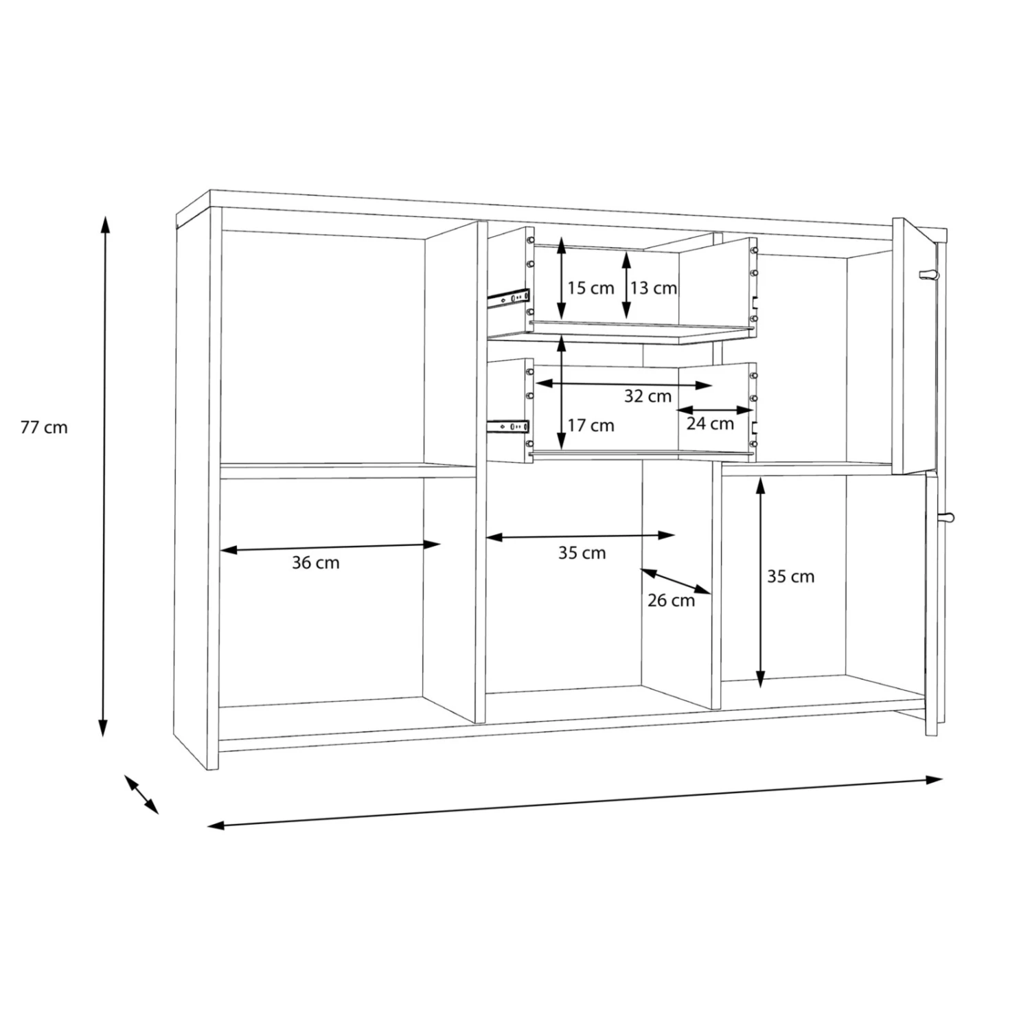 Kommode - Artisan Eiche-weiß - 5 Türen - 114 cm breit 4 Kommode - Artisan Eiche-weiß - 5 Türen - 114 cm breit – Bild 4