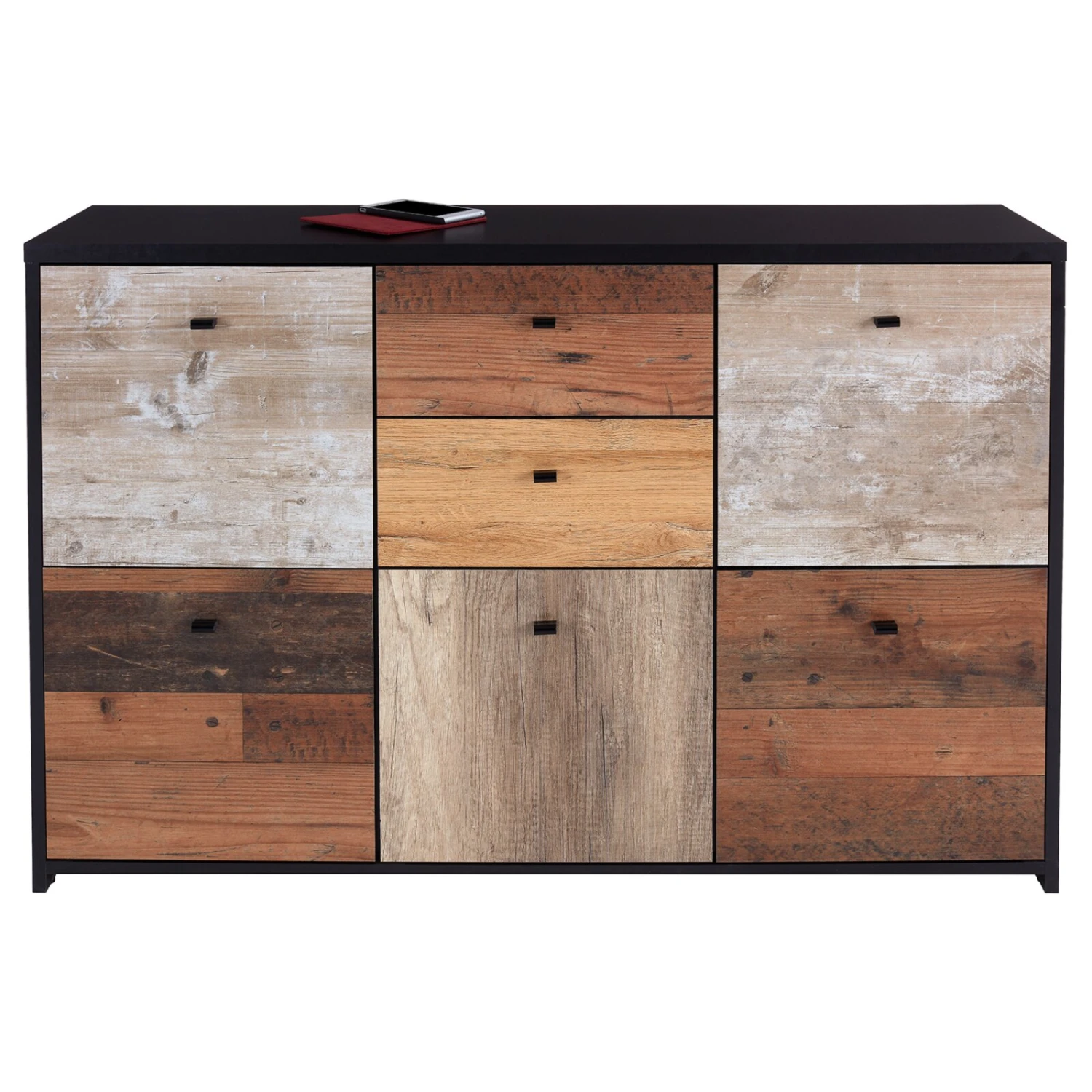 Kommode - Eiche-Pinie-schwarz - 114 cm breit 3 Kommode - Eiche-Pinie-schwarz - 114 cm breit – Bild 3