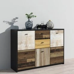 Kommode - Eiche-Pinie-schwarz - 114 cm breit 12 Kommode - Eiche-Pinie-schwarz - 114 cm breit -Esszimmer Verkaufsgeschäft 1023079000 04 1600Wx1600H