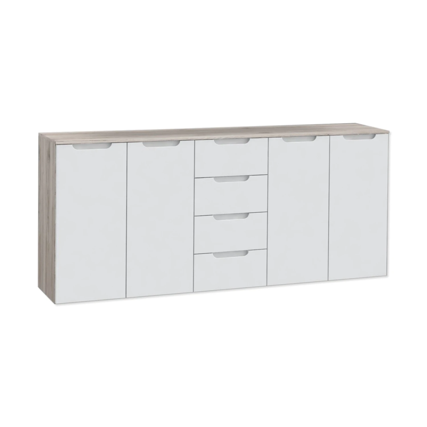 Sideboard - weiß Hochglanz - Sandeiche - 179 cm breit 1 Sideboard - weiß Hochglanz - Sandeiche - 179 cm breit