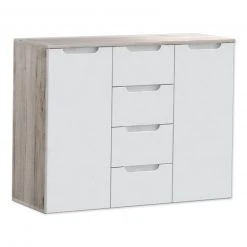 Kommode - weiß Hochglanz - Sandeiche - 105 cm breit