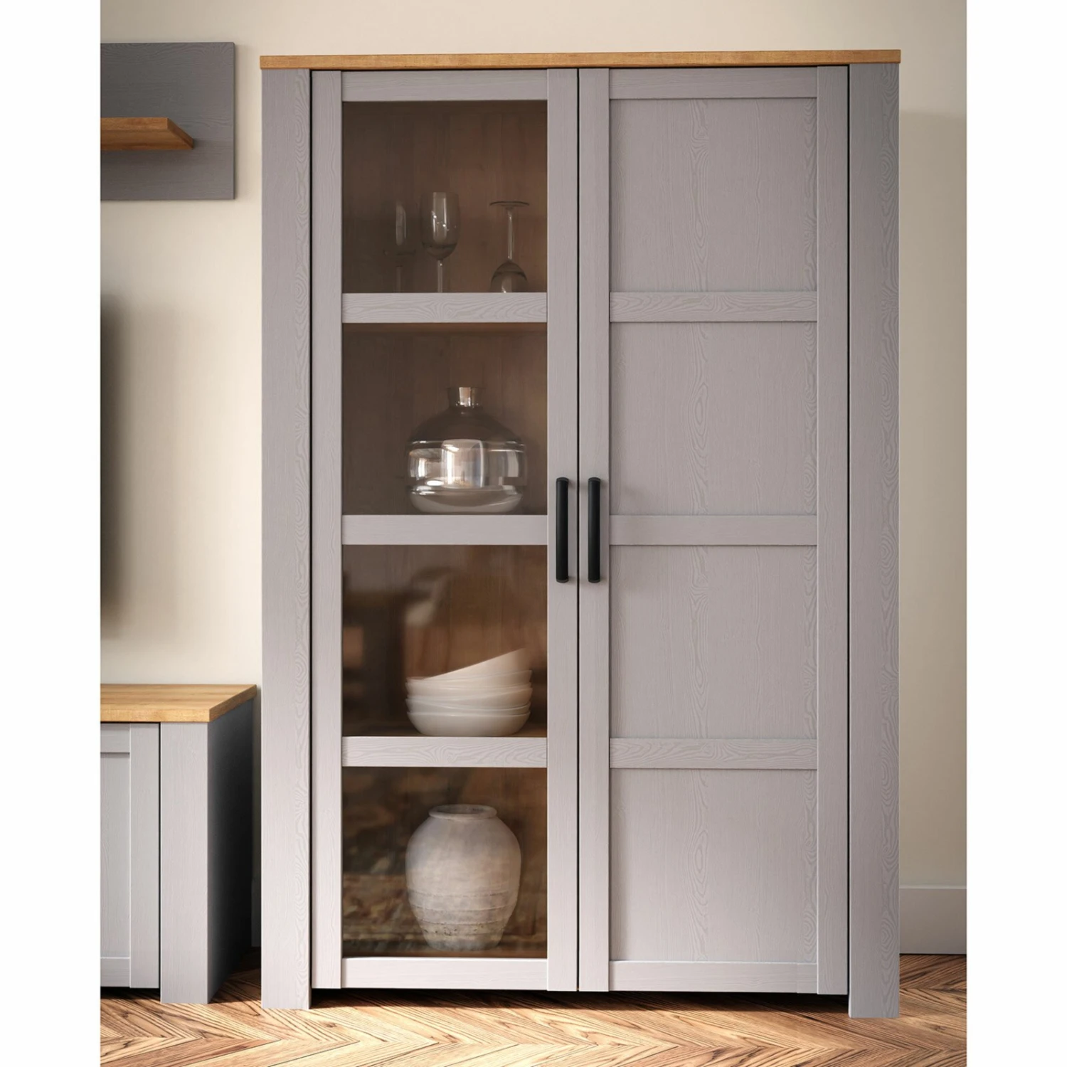 Highboardvitrine - Eiche grau - Riviera Eiche - 106 cm breit 5 Highboardvitrine - Eiche grau - Riviera Eiche - 106 cm breit – Bild 5