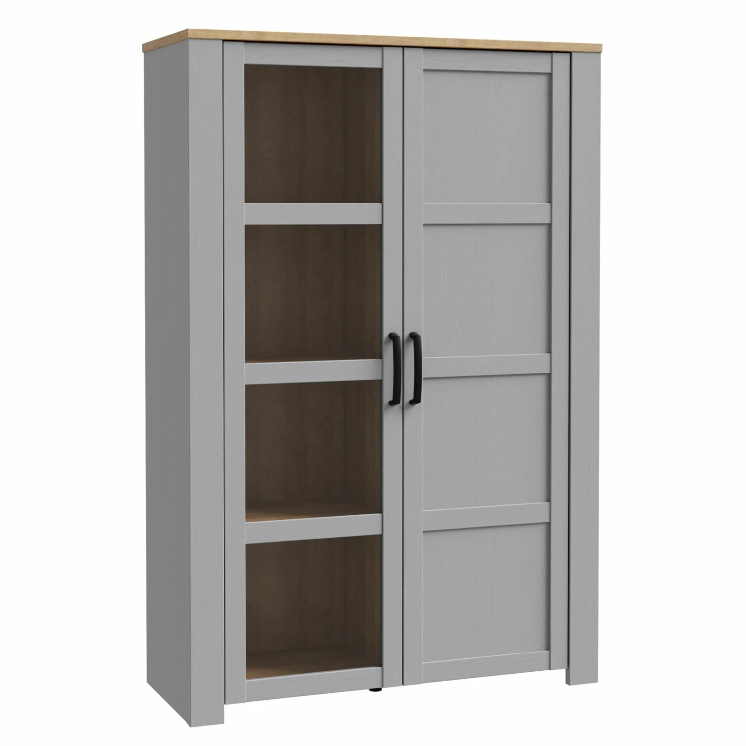 Highboardvitrine - Eiche grau - Riviera Eiche - 106 cm breit 1 Highboardvitrine - Eiche grau - Riviera Eiche - 106 cm breit