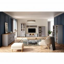 Highboardvitrine - Eiche grau - Riviera Eiche - 151 cm breit -Esszimmer Verkaufsgeschäft 1023084000 06 1600Wx1600H