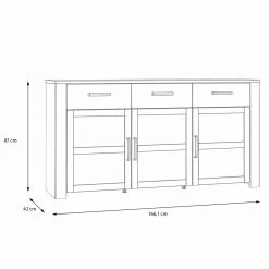 Sideboard - Eiche grau - Riviera Eiche - 166 cm breit -Esszimmer Verkaufsgeschäft 1023084100 06 1600Wx1600H