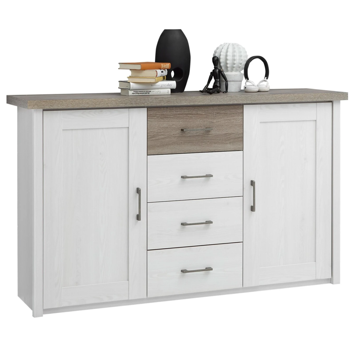 Sideboard - Pinie weiß - Trüffel 1 Sideboard - Pinie weiß - Trüffel