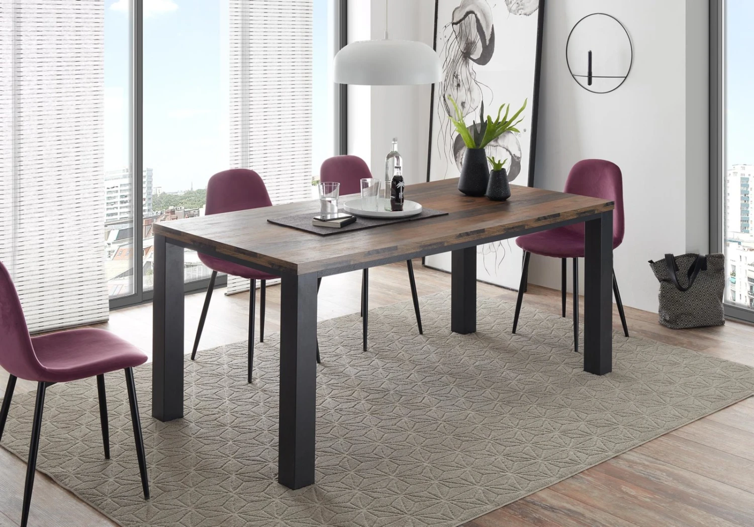 Esstisch - Eiche-Schwarzstahl - 160x90 cm 3 Esstisch - Eiche-Schwarzstahl - 160x90 cm – Bild 3