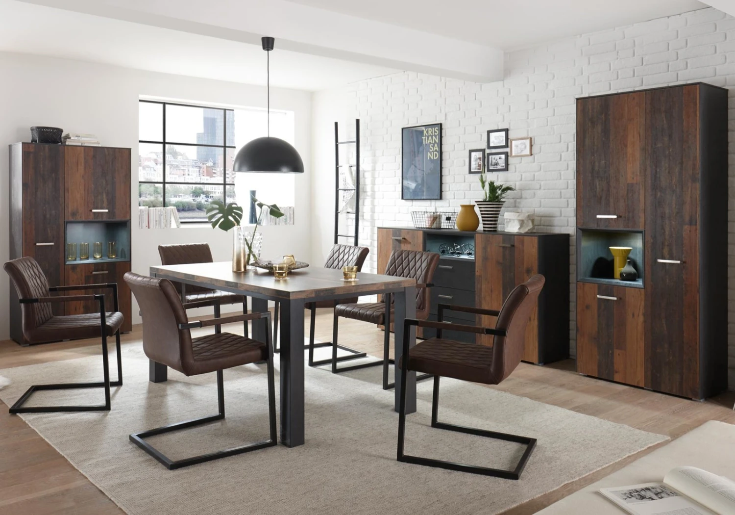 Esstisch - Eiche-Schwarzstahl - 160x90 cm 4 Esstisch - Eiche-Schwarzstahl - 160x90 cm – Bild 4