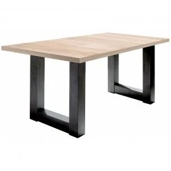 Esstisch - Eiche Sägerau - Schwarzstahl - ausziehbar