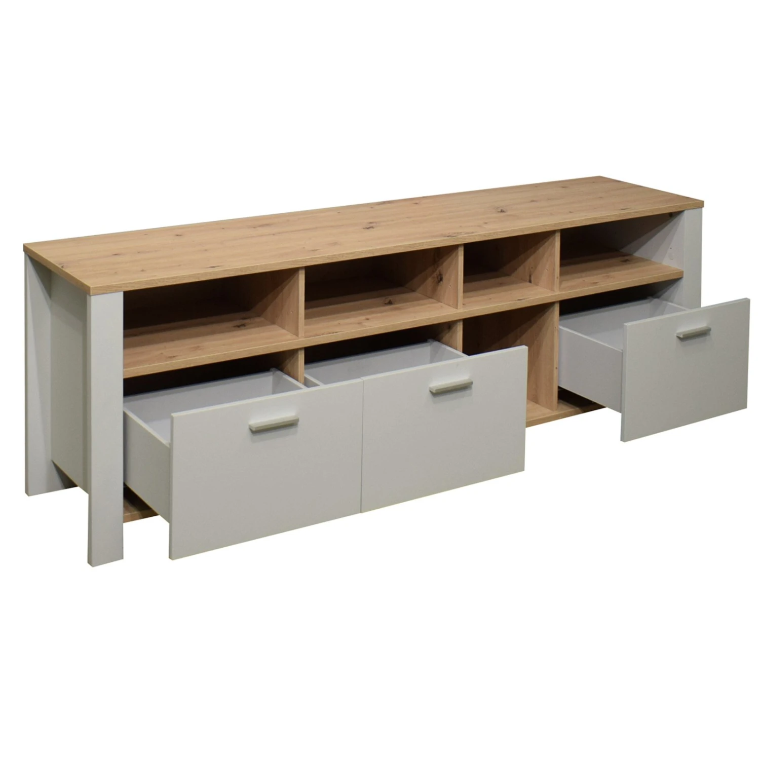 Lowboard - kreidegrau - Asteiche - 193 cm 2 Lowboard - kreidegrau - Asteiche - 193 cm – Bild 2