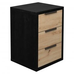 Kommode - Flamed Wood black - Artisan Eiche - 3 Schubkästen