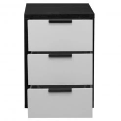 Kommode - Flamed Wood black - kreidegrau matt - 3 Schubkästen -Esszimmer Verkaufsgeschäft 1205009005 03 1600Wx1600H