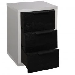 Kommode - kreidegrau matt - Flamed Wood black - 3 Schubkästen -Esszimmer Verkaufsgeschäft 1205009008 04 1600Wx1600H